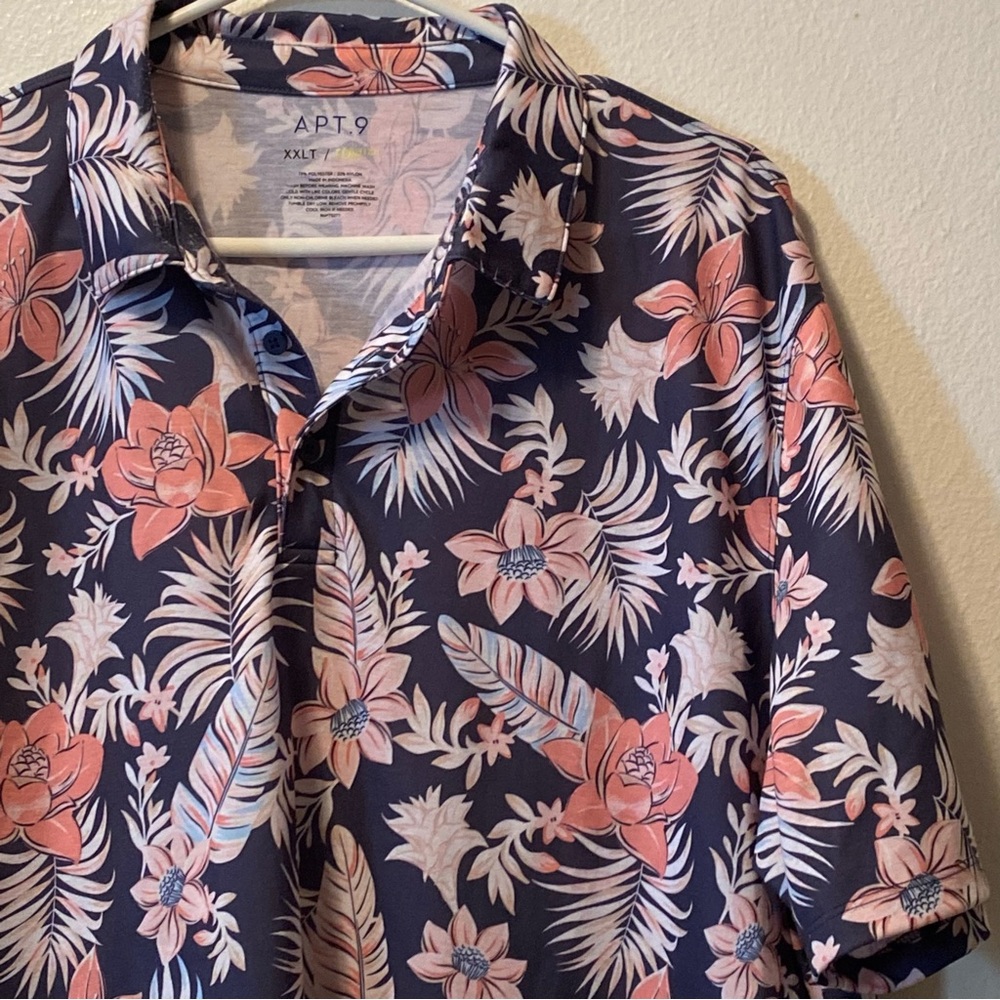 APT.9 Premier Flex‎ Floral Shirt Mens Size XXLT Pullover Short Sleeve